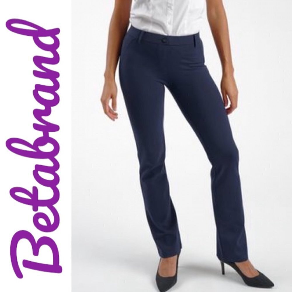 NWT BETABRAND Dress Pant Yoga Pants Straight Leg Navy Blue, Size XXL